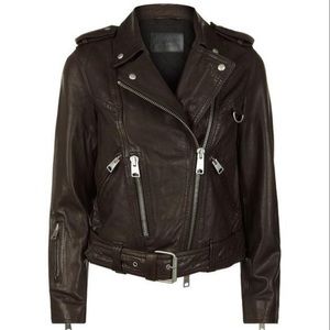 ALL SAINTS Oxblood Gidley Biker Jacket